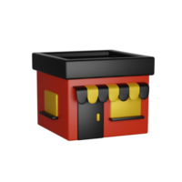 Black friday, shop store building. 3D render icon png