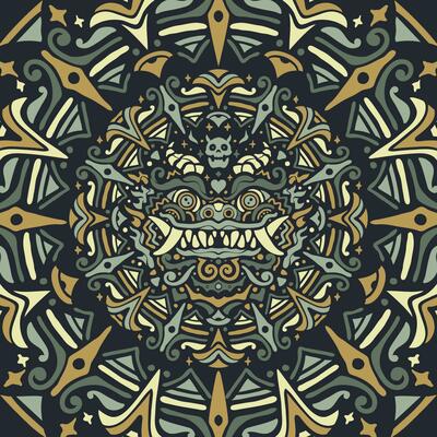 Chinese Traditional Pattern Lion Geometry Pattern