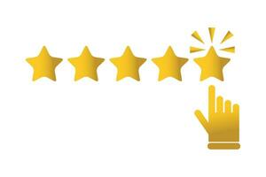 Five stars customer product rating review flat icon for apps and websites. Five golden stars rating showing best quality vector. vector