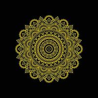 Golden Color mandala Design, Black background. ethnic decorative elements with free vector 3