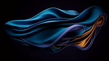 generative AI. Flowing Blue Fabric Artwork Backdrop photo