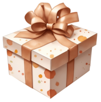 Gift box with bow and ribbon in watercolor style isolated. AI Generative png