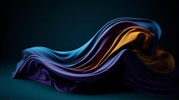 generative AI. Dynamic and colorful fabric blown in the wind, creating a beautiful and flowing artwork in the backdrop photo
