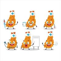 médico profesión emoticon con frito camarón dibujos animados personaje vector