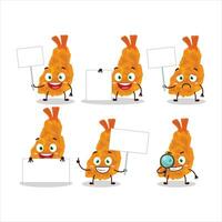 Fried shrimp cartoon character bring information board vector