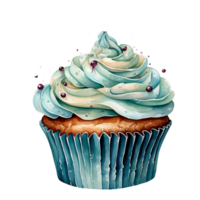 Blue cupcake illustration, AI Generated png