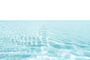 Blue water with ripples on the surface. Defocus blurred transparent blue colored clear calm water surface texture with splashes and bubbles. Water waves with shining pattern texture background. png