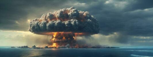 explosion nuclear bomb in ocean. AI generated photo