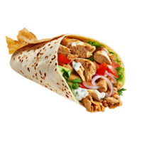 shawarma avvolgere pieno con pollo kabab rotolo ai generativo png