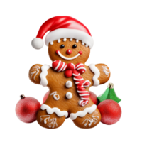 Christmas gingerbread man cookies with Santa hat ai generative png