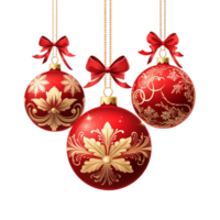 Decorative hanging christmas red ornaments ai generative png