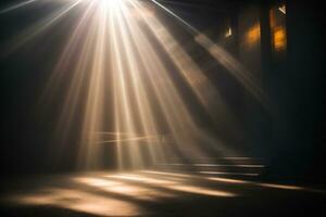 abstract beautiful rays of light on black background.. AI generated photo