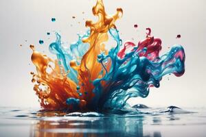 Colorful ink in water. AI generated photo
