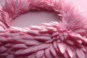 Soft pink feathers texture background. Swan Feather. AI generated photo