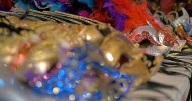 Colorful Venetian masks on the shop counter video