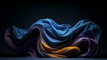 generative AI. Flowing Blue Fabric Artwork Backdrop photo