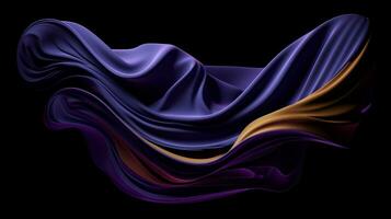 generative AI. Dynamic and flowing artwork backdrop with a sleek purple fabric blowing in the wind photo