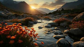 eterno paisajes vibrante campos y laminación sierras, generativo ai foto