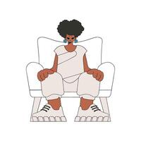 The woman is sitting in a chair. Character trendy style. vector