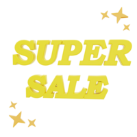 3D Rendering Super Sale with stars Icon Object png