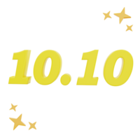 3D Rendering number 10.10 with stars Icon Object png