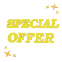 3D Rendering Special Offer with stars Icon Object png