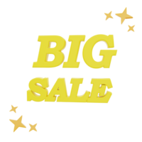 3D Rendering Big Sale with stars Icon Object png