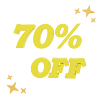 3D Rendering 70 Off with stars Icon Object png