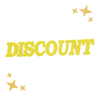 3D Rendering Discount with stars Icon Object png