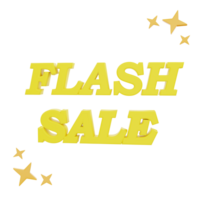 3D Rendering Flash Sale with stars Icon Object png