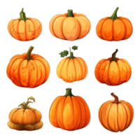 set of halloween pumpkins isolated png