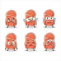 Smoke pork cartoon character with sad expression vector