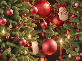 ver de hermosamente decorado Navidad árbol. generativo ai. gratis valores foto
