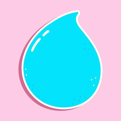 Water drop sticker character. Vector hand drawn cartoon kawaii character illustration icon. Isolated on pink background. Water drop character concept