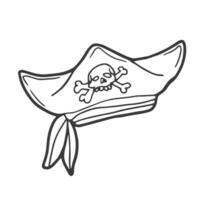 pirata sombrero con cráneo icono en dibujos animados estilo aislado en blanco antecedentes. piratas símbolo valores vector ilustración.