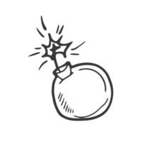 Hand drawn sketch boom bomb in doodle style vector