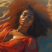 Afro American Woman on Beach. photo