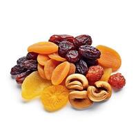 Dried fruits on white background. photo