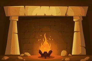 Fire fireplace art glow. Generate Ai photo