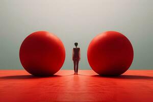 rojo esferas surrealista. generar ai foto