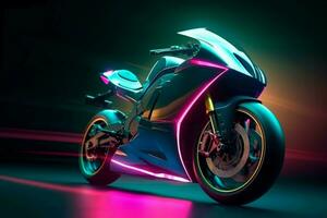 Futuristic sport bike. Generate Ai photo