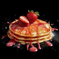 Strawberry pancake. Generative AI photo
