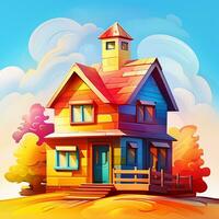 A house roof is Colorful illustration of a sweet home graphic background photo