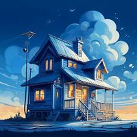 A house roof is Colorful illustration of a sweet home graphic background photo