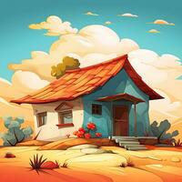 A house roof is Colorful illustration of a sweet home graphic background photo