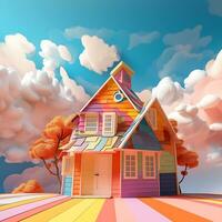 A house roof is Colorful illustration of a sweet home graphic background photo