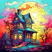 A house roof is Colorful illustration of a sweet home graphic background photo