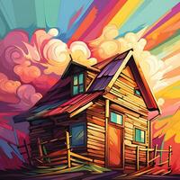 un casa techo es vistoso ilustración de un dulce hogar gráfico antecedentes foto
