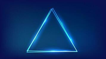 Neon double triangular frame with shining effects vector