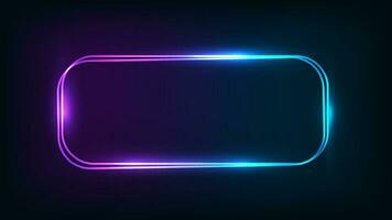 Neon double rounded rectangular frame vector